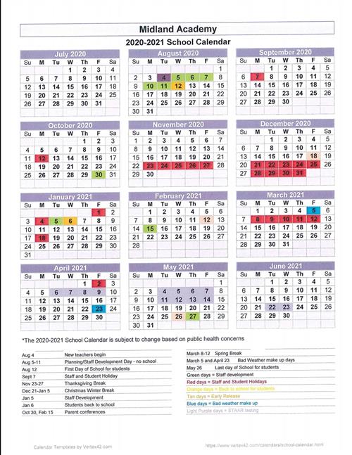Midland Academy / Calendar